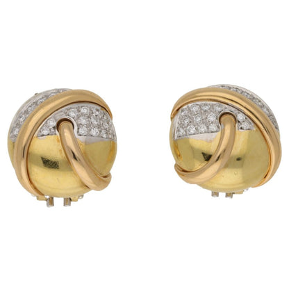 Vintage Diamond Set Clip Earrings