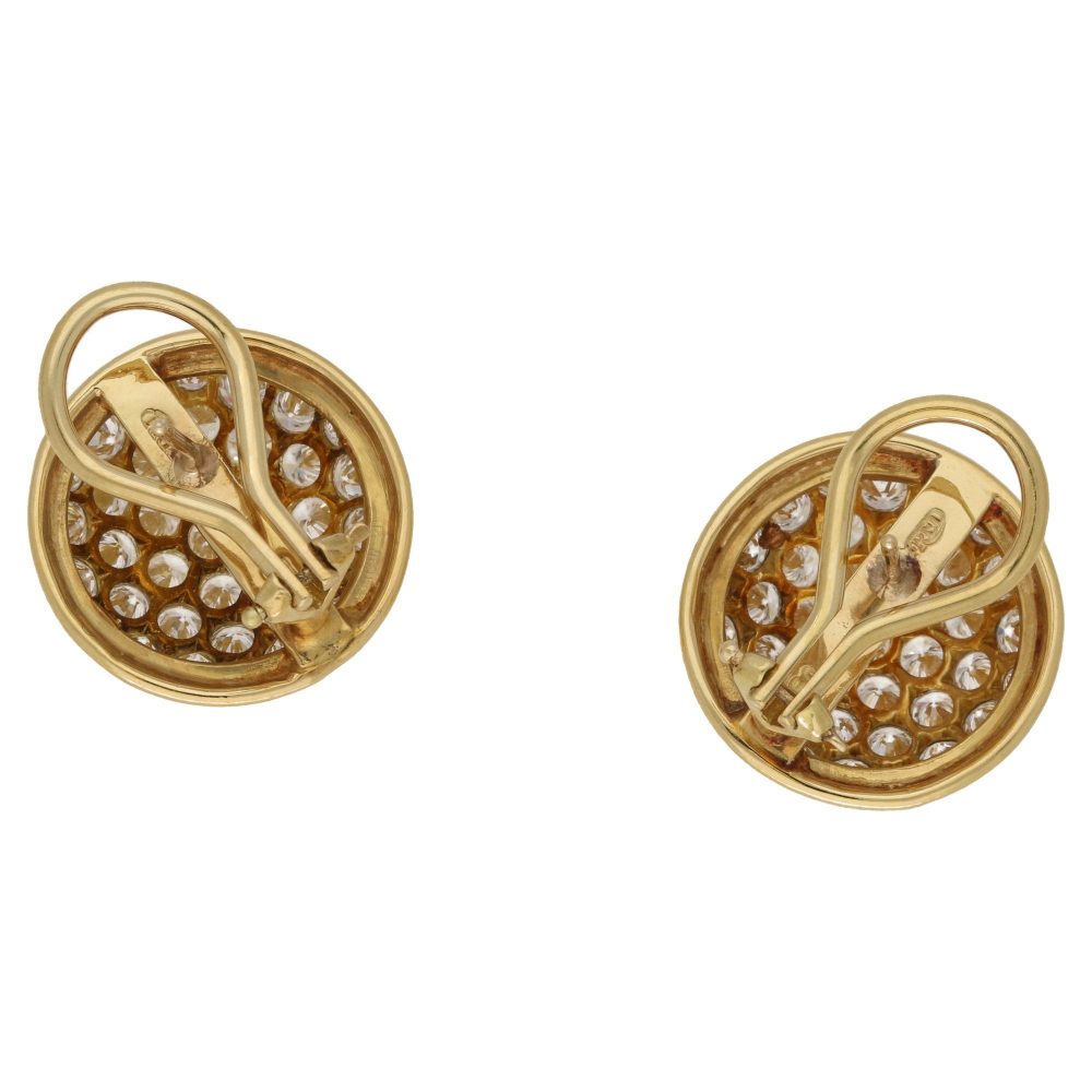 Vintage Signed Fred Diamond 18ct Gold Earrings