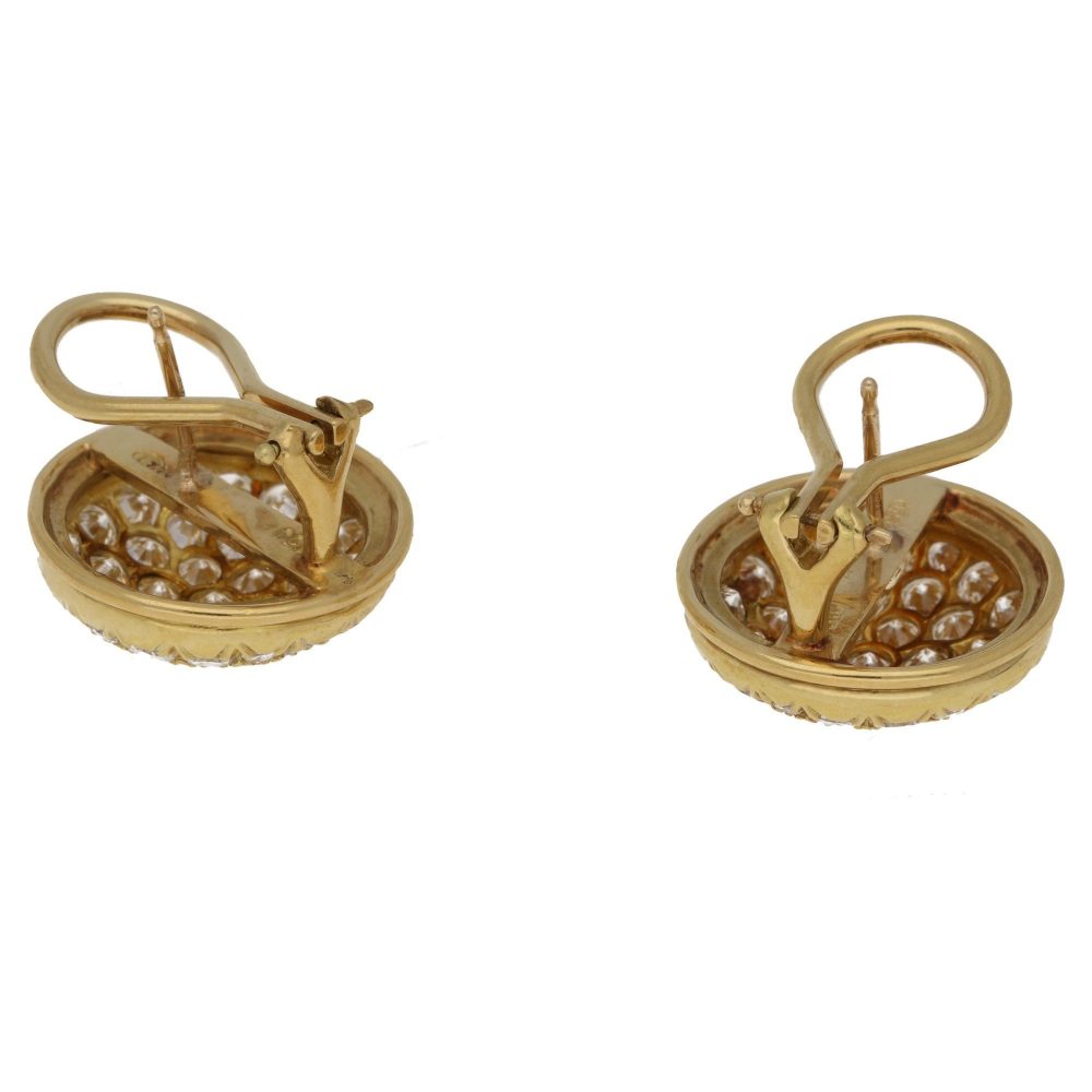 Vintage Signed Fred Diamond 18ct Gold Earrings