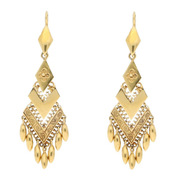 Victorian Antique Etruscan Style Drop Earrings