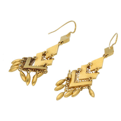 Victorian Antique Etruscan Style Drop Earrings