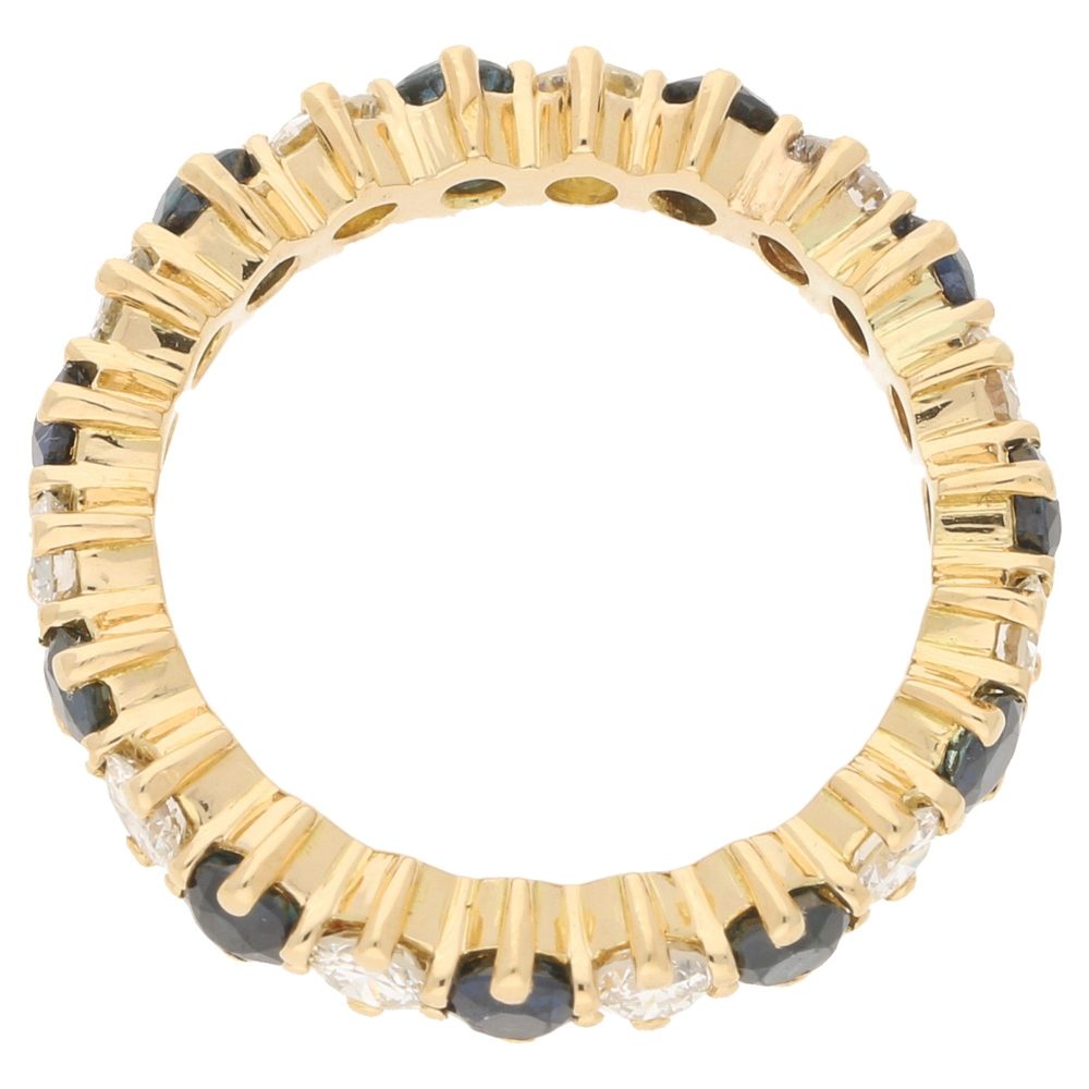 Sapphire And Diamond Full Eternity Ring In 18 Carat Yellow Gold