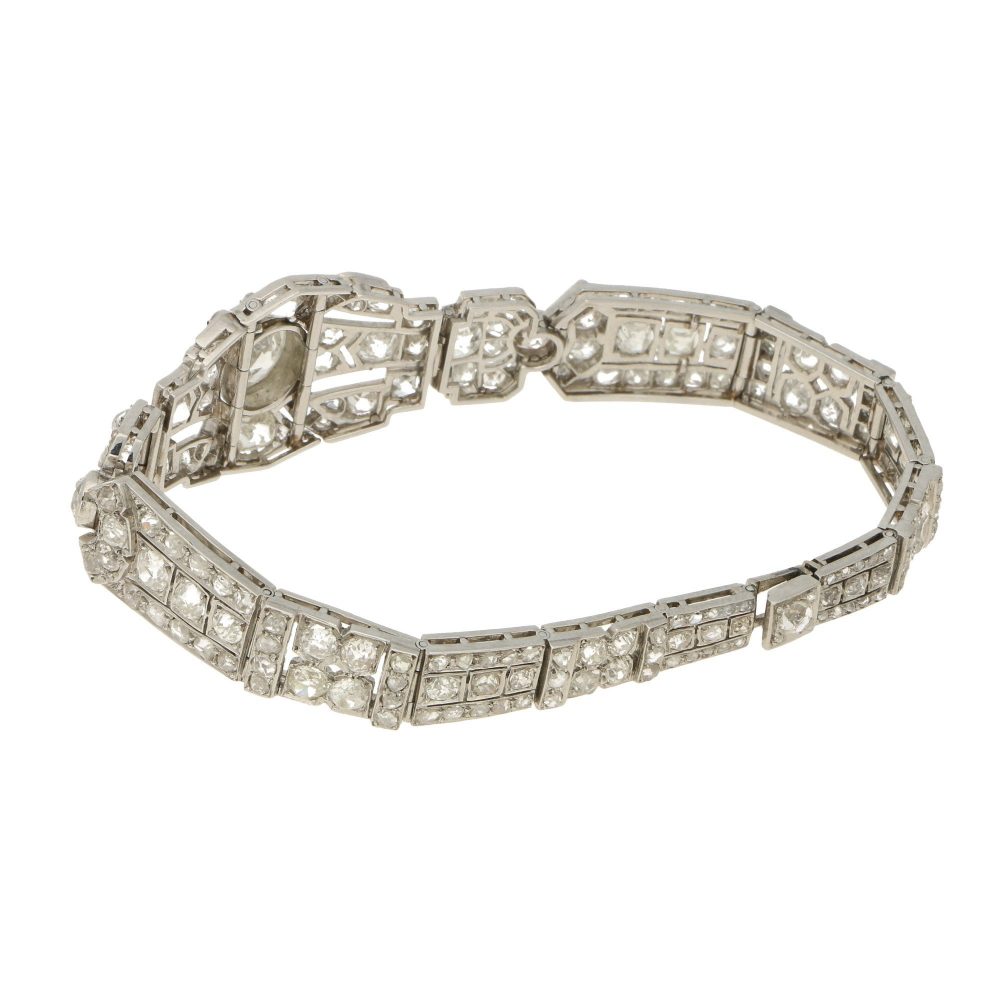 Antique Art Deco Diamond Plaque Bracelet in Platinum