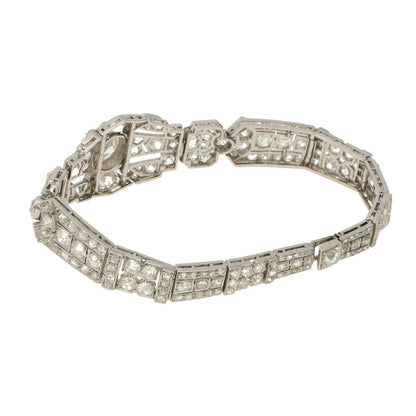 Antique Art Deco Diamond Plaque Bracelet in Platinum