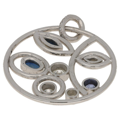 Contemporary Sapphire and Diamond Circular Foliate Pendant