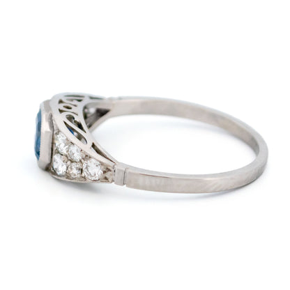 A sapphire and diamond ring in platinum