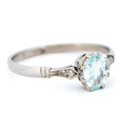 A platinum aquamarine and diamond ring