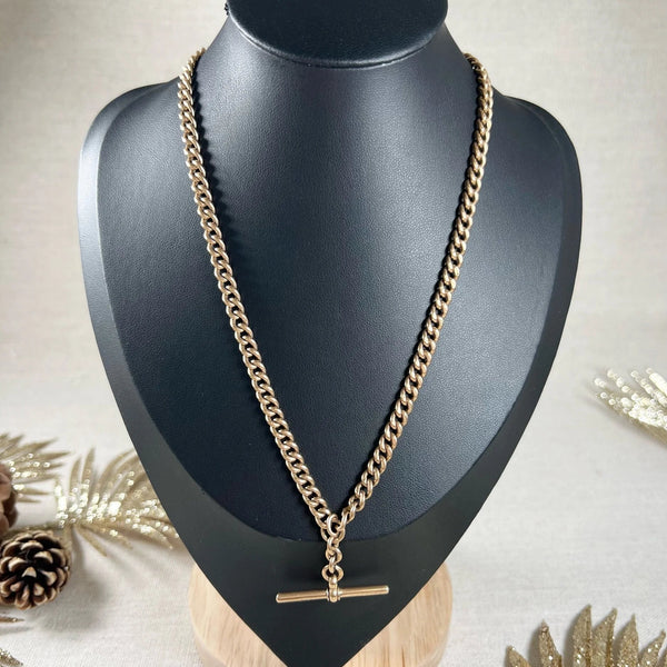 Antique 9ct Rose Gold Albert Curb Chain Necklace
