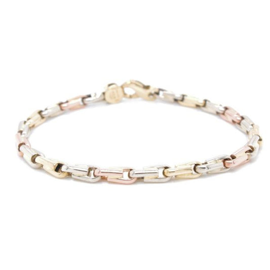 Tricolour 18ct Gold Chain Bracelet