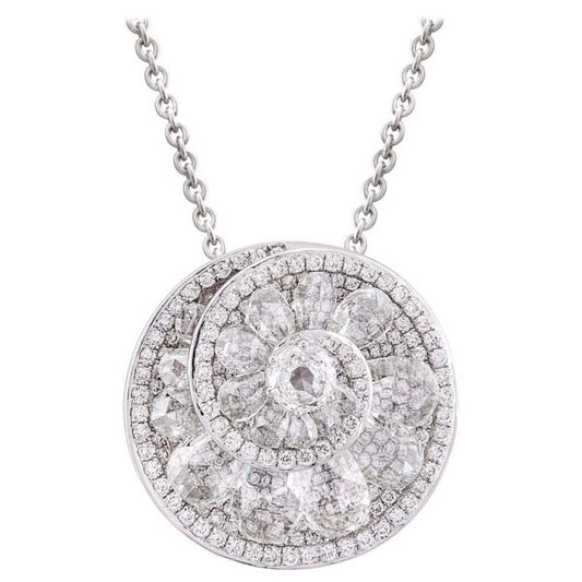 Rose Cut Diamond Helix Pendant, 4.84 carat total, 18ct White Gold