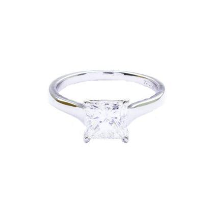 Princess Cut Diamond Solitaire Ring, 1.75 carats, Platinum, HRD Certified