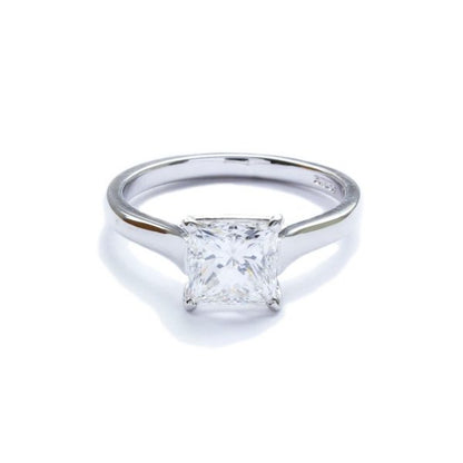 Princess Cut Diamond Solitaire Ring, 1.75 carats, Platinum, HRD Certified