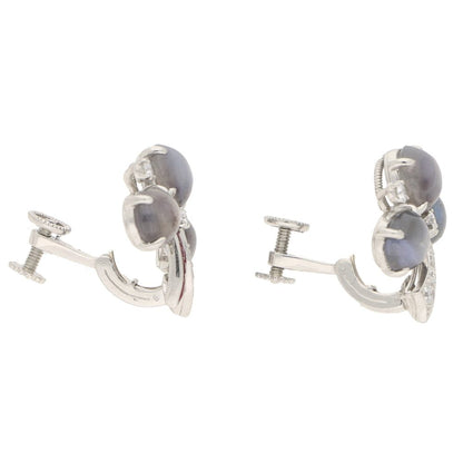 Sapphire, diamond and ruby clover stud earrings set in platinum