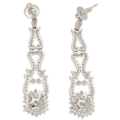 Contemporary 2.85ct Diamond Cluster Drop Pendant Earrings