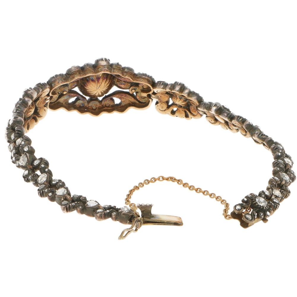 Rare Antique Georgian 4.5ct Rose-Cut Diamond Bracelet Silver-on-Gold
