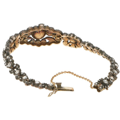 Rare Antique Georgian 4.5ct Rose-Cut Diamond Bracelet Silver-on-Gold