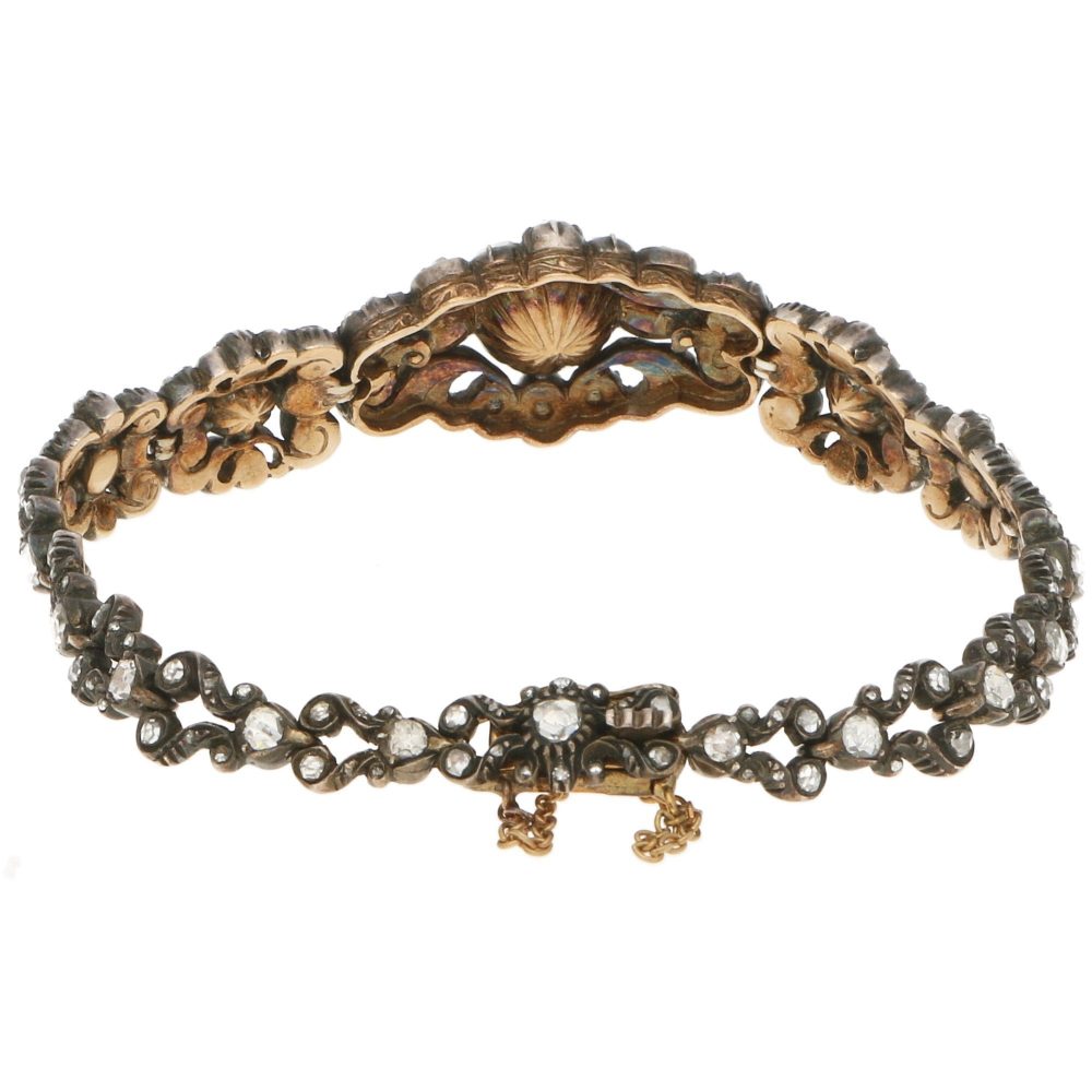 Rare Antique Georgian 4.5ct Rose-Cut Diamond Bracelet Silver-on-Gold
