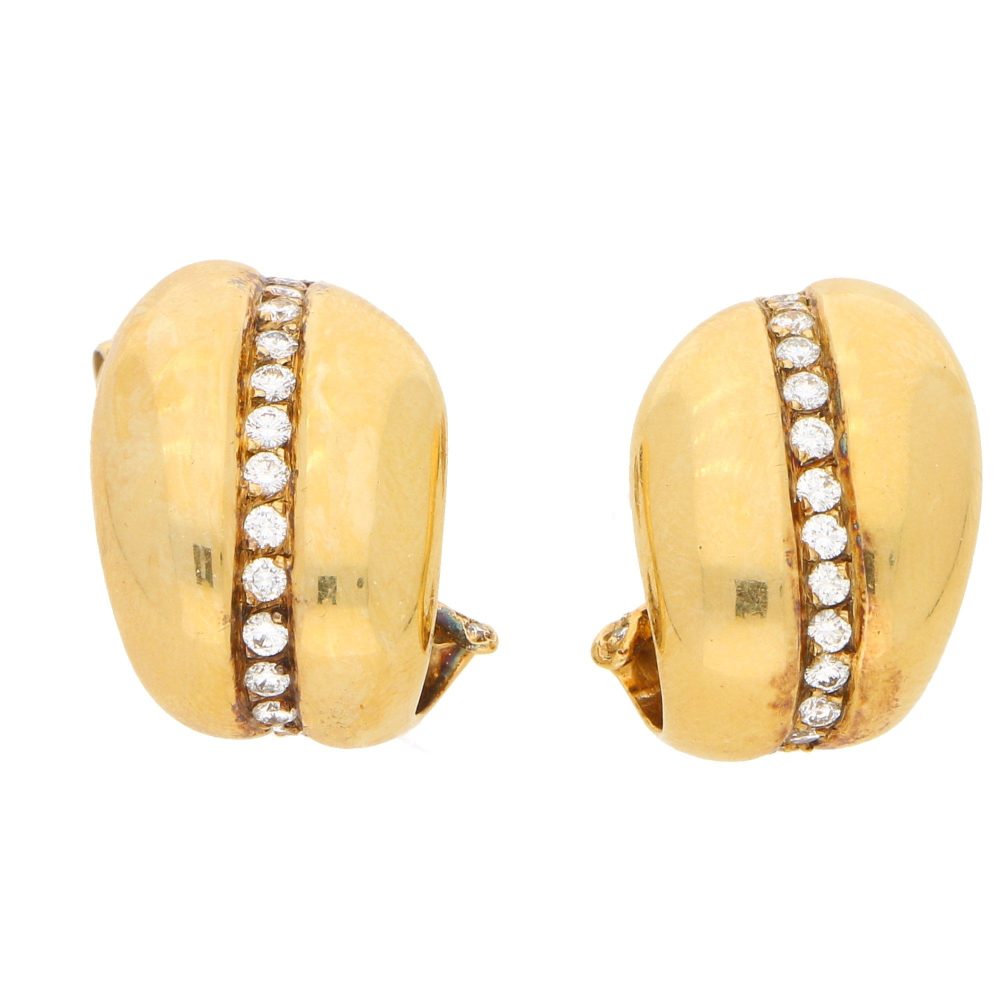 Vintage Boodles Diamond Leaf Earrings In 18 Carat Yellow Gold