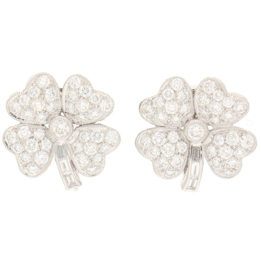 7.36ct Diamond Studded Four Leaf Clover Earrings