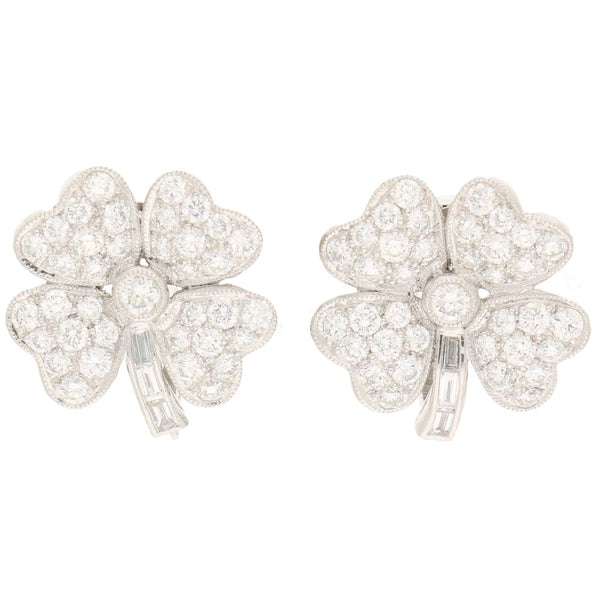 7.36ct Diamond Studded Four Leaf Clover Earrings