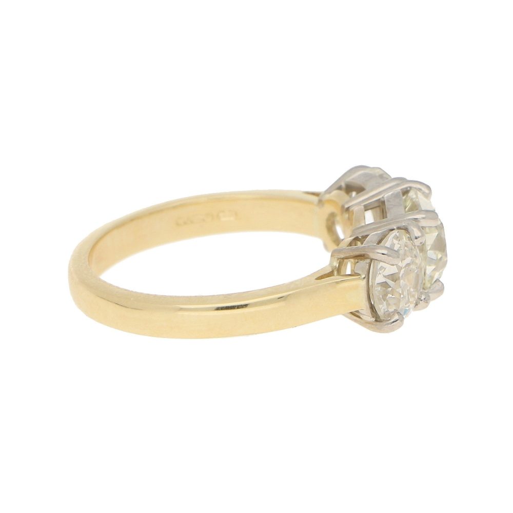 3.06ct Three-Stone Diamond Ring in Yellow and White Gold