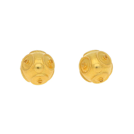 Etruscan-Style Ord Stud Earrings In 18 Carat Yellow Gold