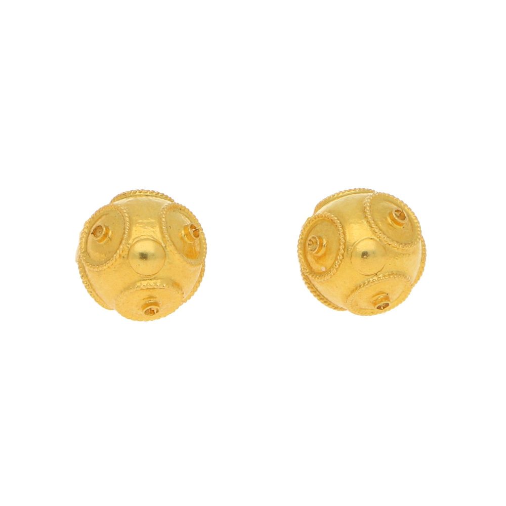 Etruscan-Style Ord Stud Earrings In 18 Carat Yellow Gold