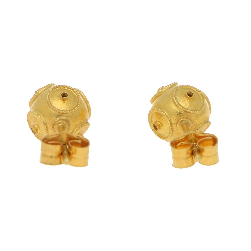 Etruscan-Style Ord Stud Earrings In 18 Carat Yellow Gold
