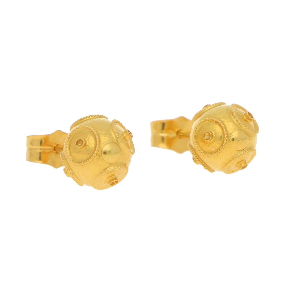 Etruscan-Style Ord Stud Earrings In 18 Carat Yellow Gold