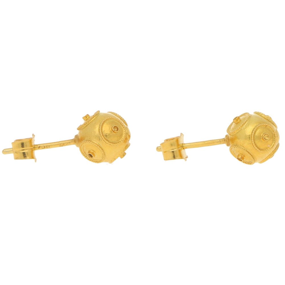 Etruscan-Style Ord Stud Earrings In 18 Carat Yellow Gold