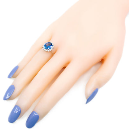 18 Carat White Gold Sapphire and Diamond Oval Cluster Ring, 3.02 Carats