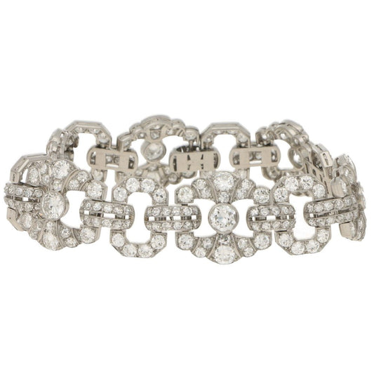 Antique Art Deco 15ct Diamond Panel Bracelet in Platinum