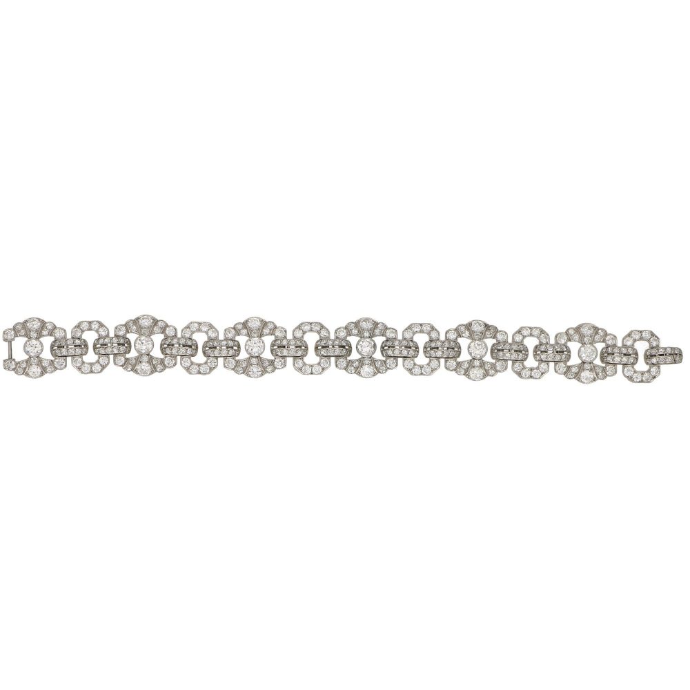 Antique Art Deco 15ct Diamond Panel Bracelet in Platinum