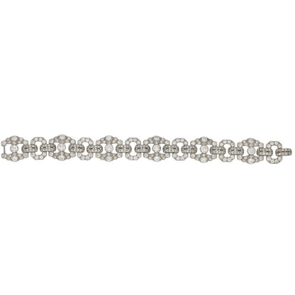 Antique Art Deco 15ct Diamond Panel Bracelet in Platinum