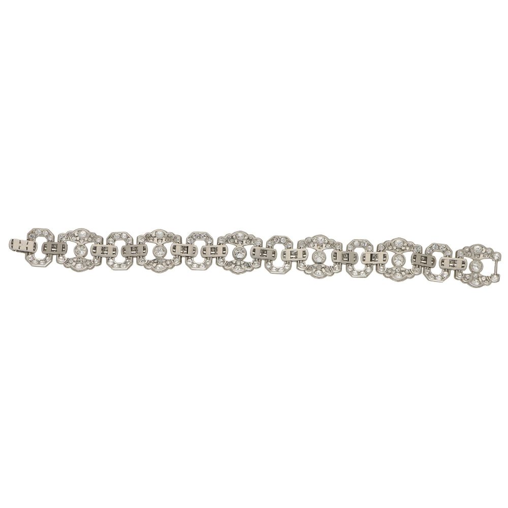 Antique Art Deco 15ct Diamond Panel Bracelet in Platinum