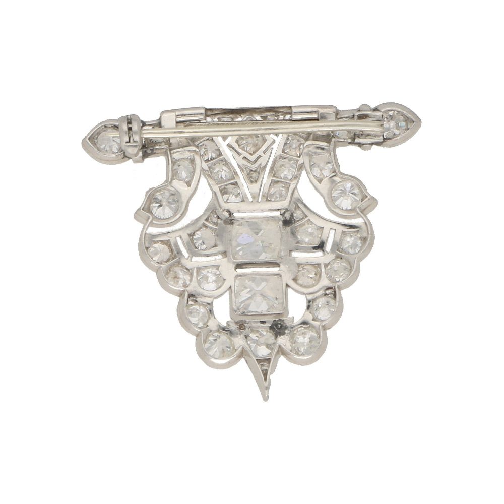 Vintage Geometric Panel 5.2ct Diamond Brooch in Platinum