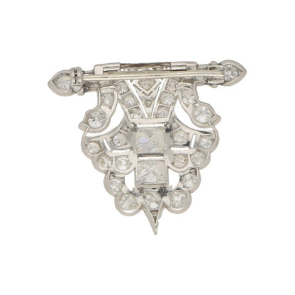 Vintage Geometric Panel 5.2ct Diamond Brooch in Platinum