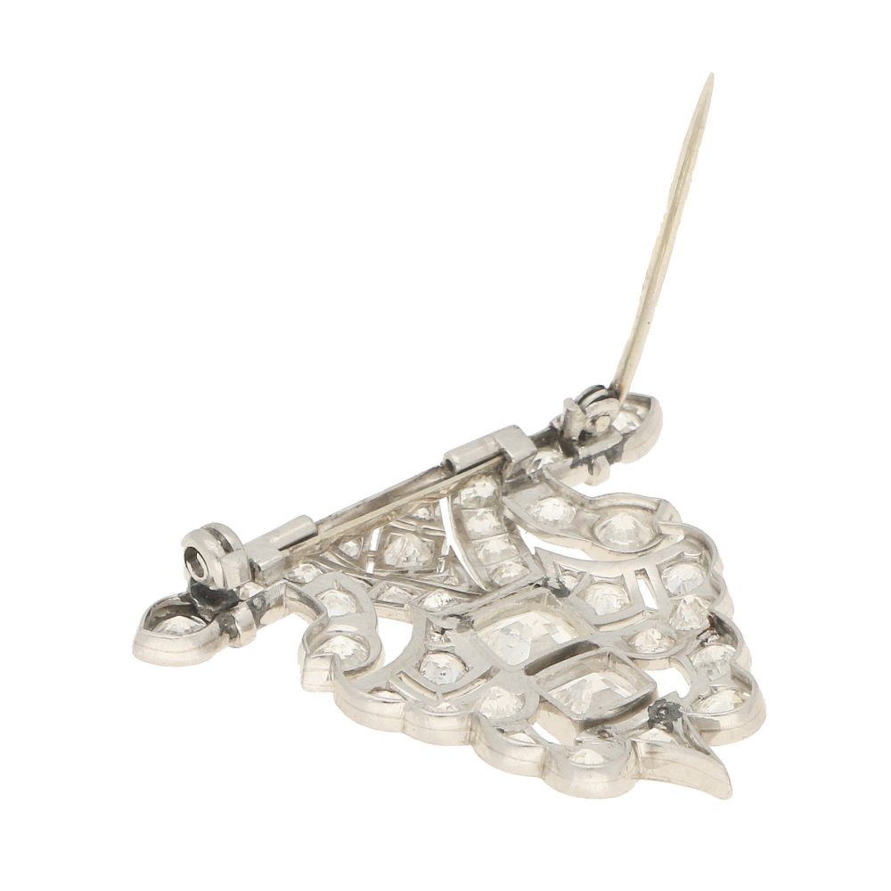 Vintage Geometric Panel 5.2ct Diamond Brooch in Platinum