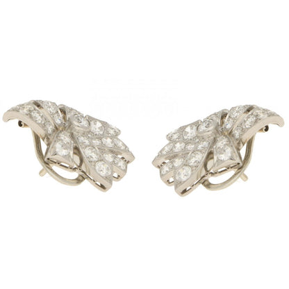 Vintage 4.20ct Diamond Bow Earrings in 18ct White Gold