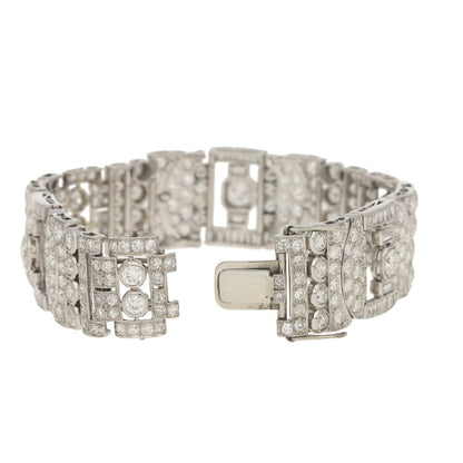 Art Deco Diamond Panel Bracelet in Platinum, Circa 1930s