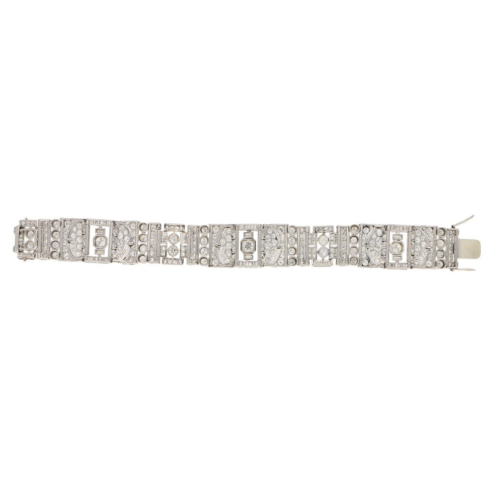 Art Deco Diamond Panel Bracelet in Platinum, Circa 1930s