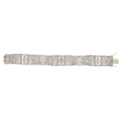 Art Deco Diamond Panel Bracelet in Platinum, Circa 1930s