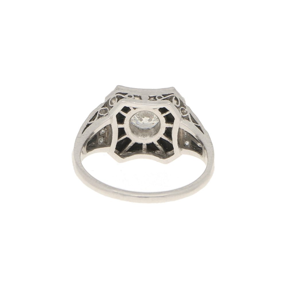 0.50ct Diamond and Onyx Target Ring in Platinum
