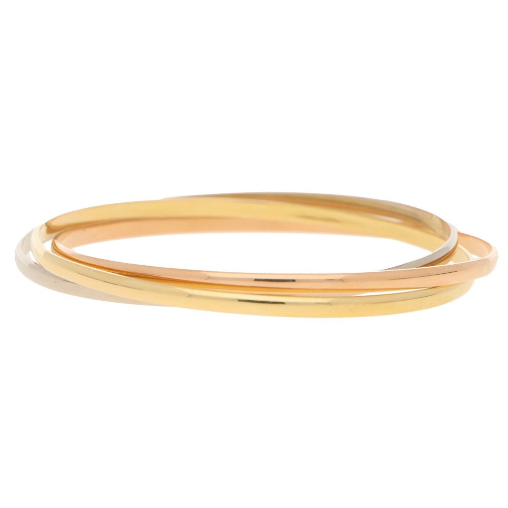 Tri Colour Gold Russian Band Bangle Bracelet