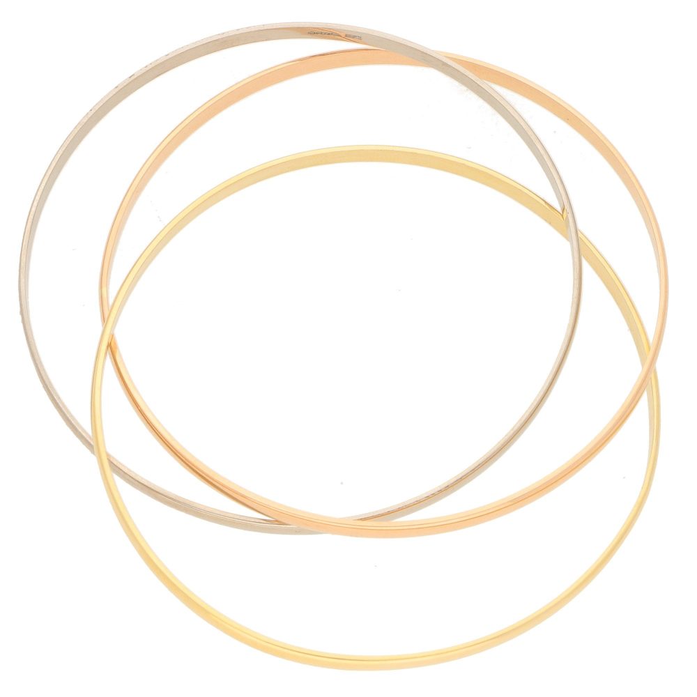 Tri Colour Gold Russian Band Bangle Bracelet