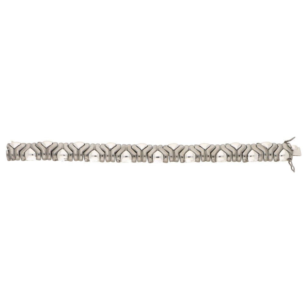 Vintage Italian Aztec Style Mosaic Bracelet in 18ct Black and White Gold