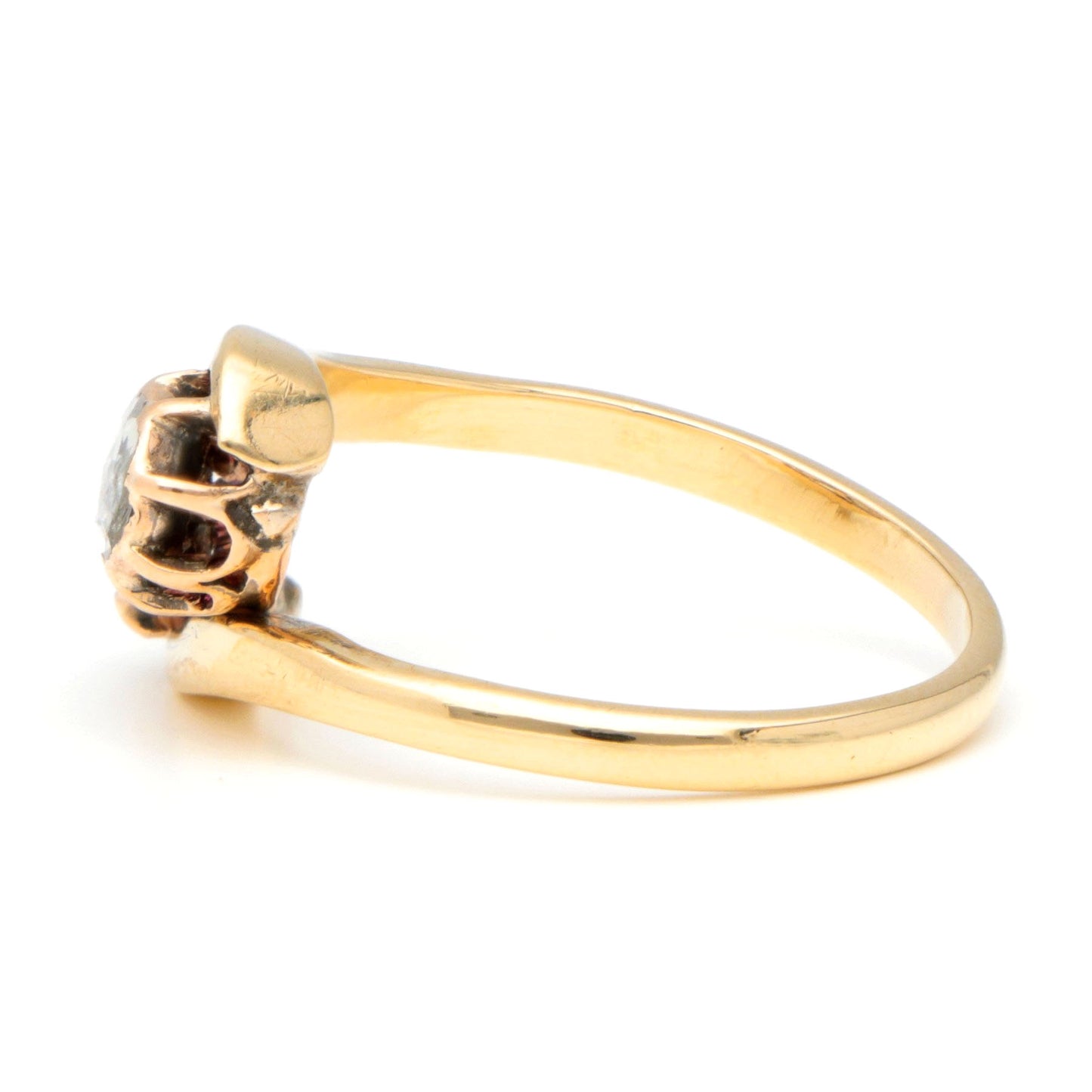 14 Carat Yellow Gold Rose Cut Diamond Toi et Moi Ring, 0.40 Carats