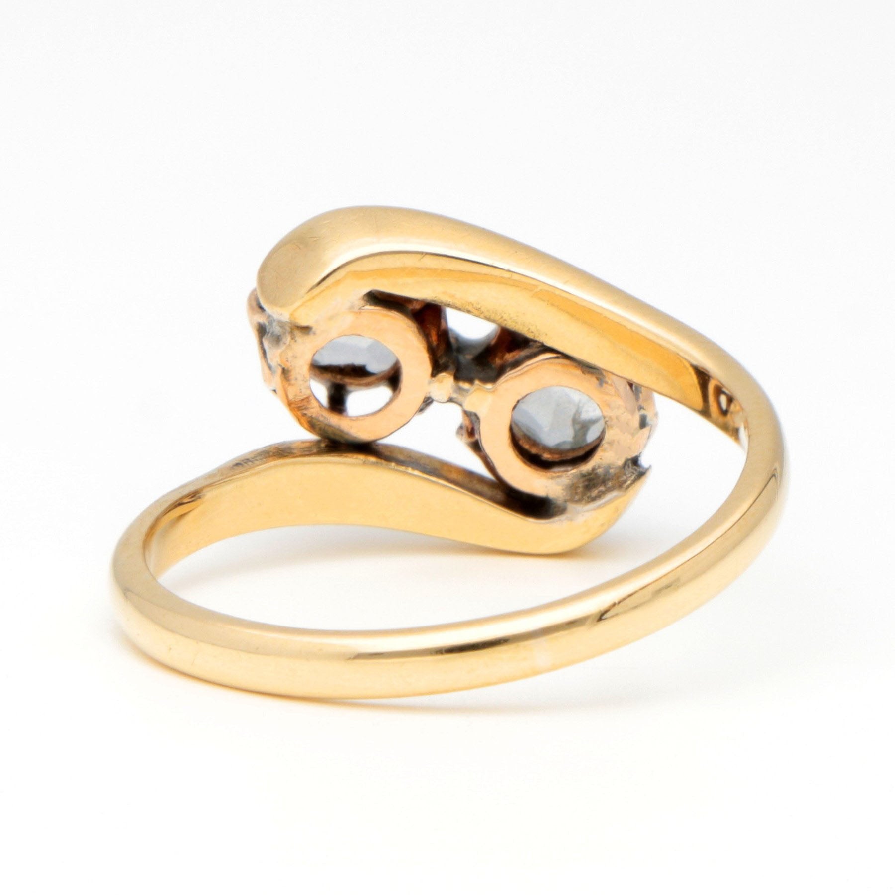 14 Carat Yellow Gold Rose Cut Diamond Toi et Moi Ring, 0.40 Carats