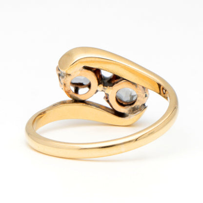 14 Carat Yellow Gold Rose Cut Diamond Toi et Moi Ring, 0.40 Carats