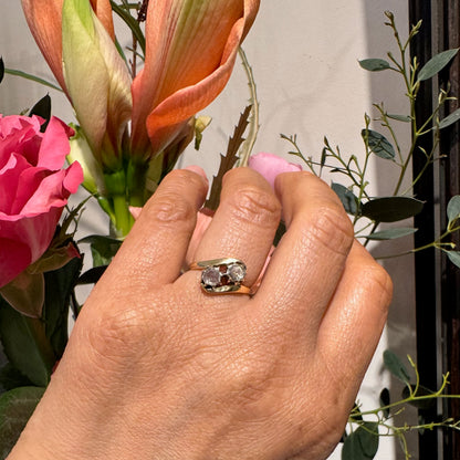 14 Carat Yellow Gold Rose Cut Diamond Toi et Moi Ring, 0.40 Carats